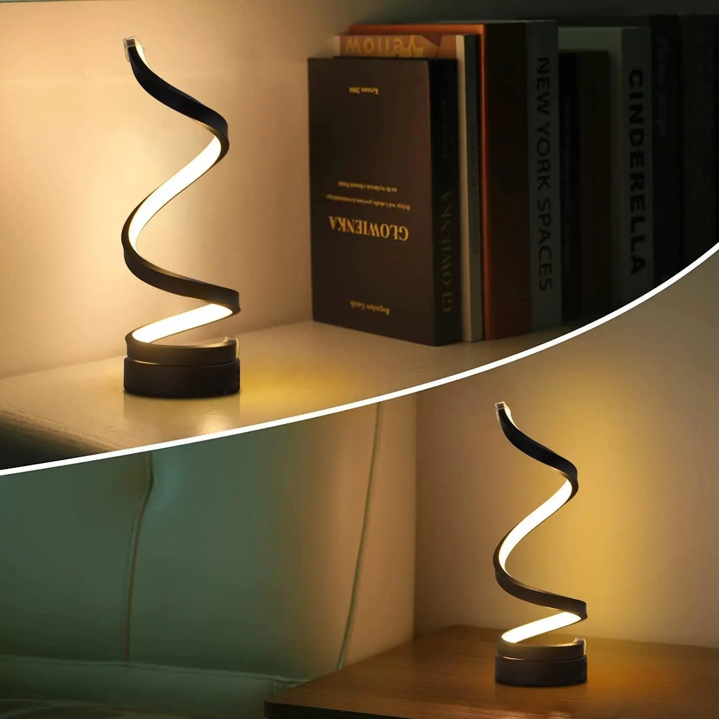 Modern Minimalist Dimmable Spiral Table Lamp, 3 Color Bedside Lamp Desk Light for Bedroom, Living Room, Office