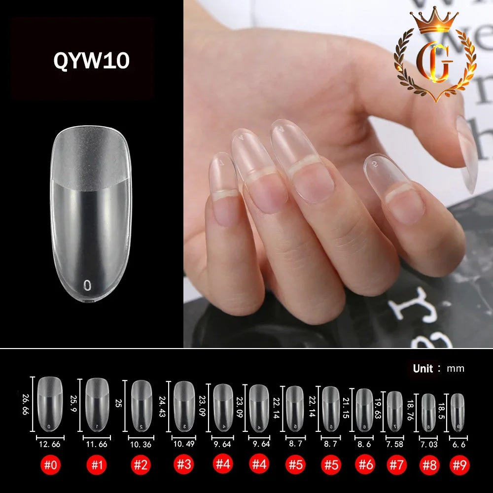 120Pcs Clear No Mark Frosted Stiletto/Almond/Square Fake Nails American Capsule Gel X Coffin Fake Manicure Tip Extension System