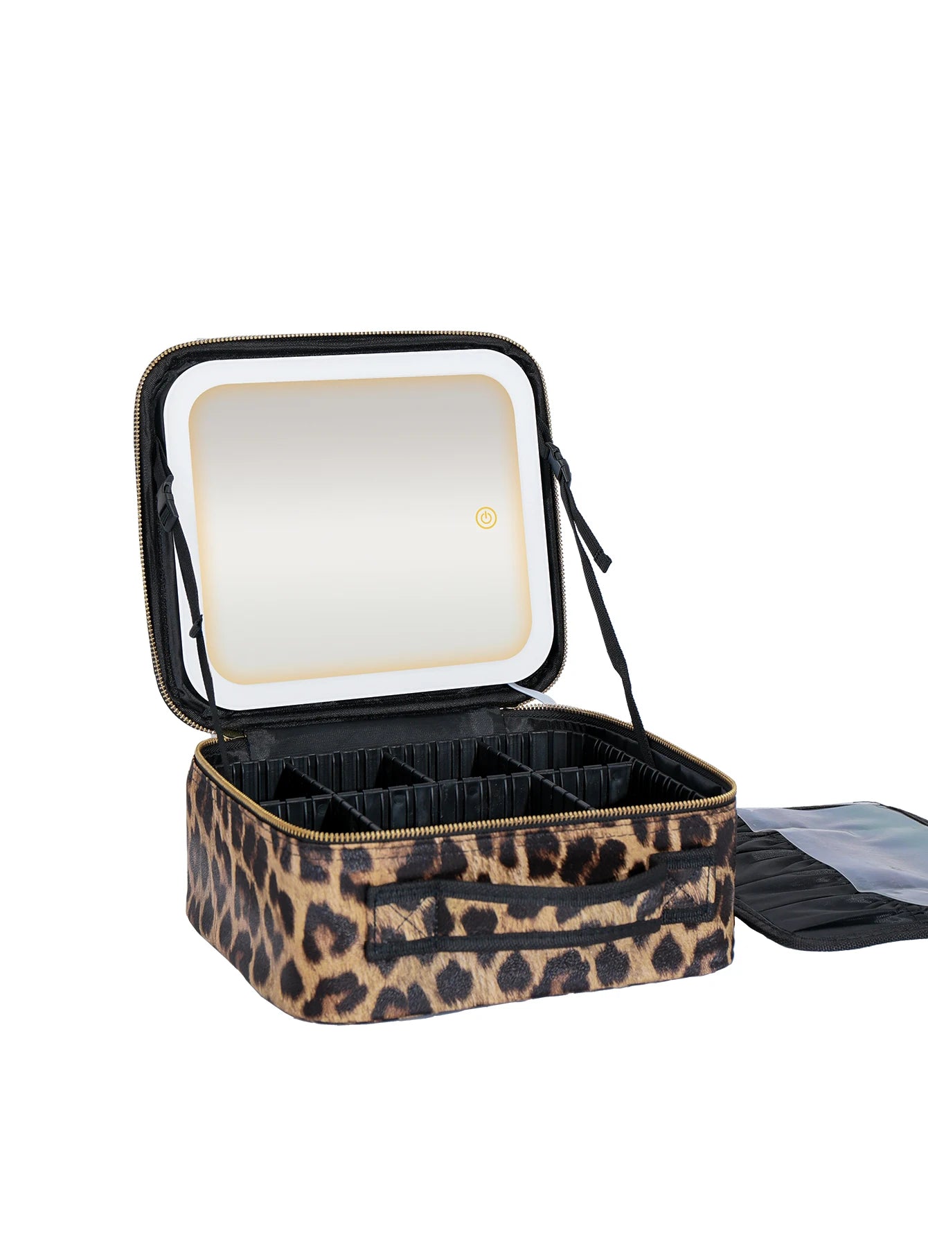 Makeup Bag with Mirror and Lights 3 Colors Dimmable LED Make up Case, Cosmetic Organizer Accessories Makeup  Train Case LEOPARD