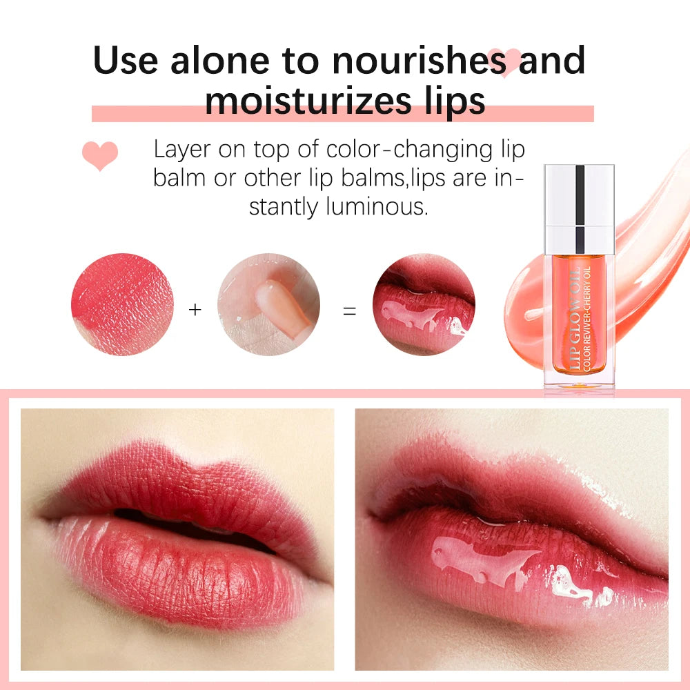 Hot Clear 6ml Crystal Jelly Moisturizing Lip Oil Plumping Lip Gloss Sexy Plump Lip Glow Oil Tinted Lip Plumper Lips Makeup