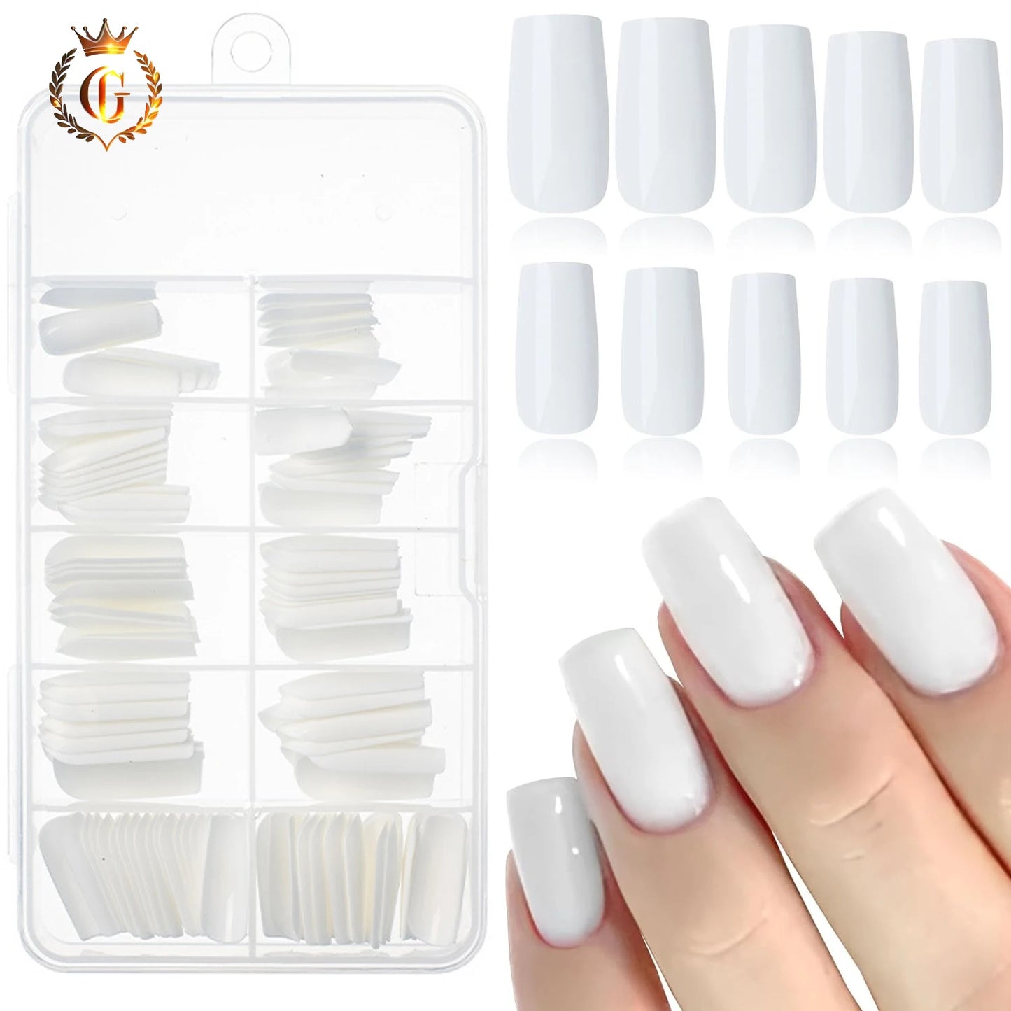 120Pcs Clear No Mark Frosted Stiletto/Almond/Square Fake Nails American Capsule Gel X Coffin Fake Manicure Tip Extension System