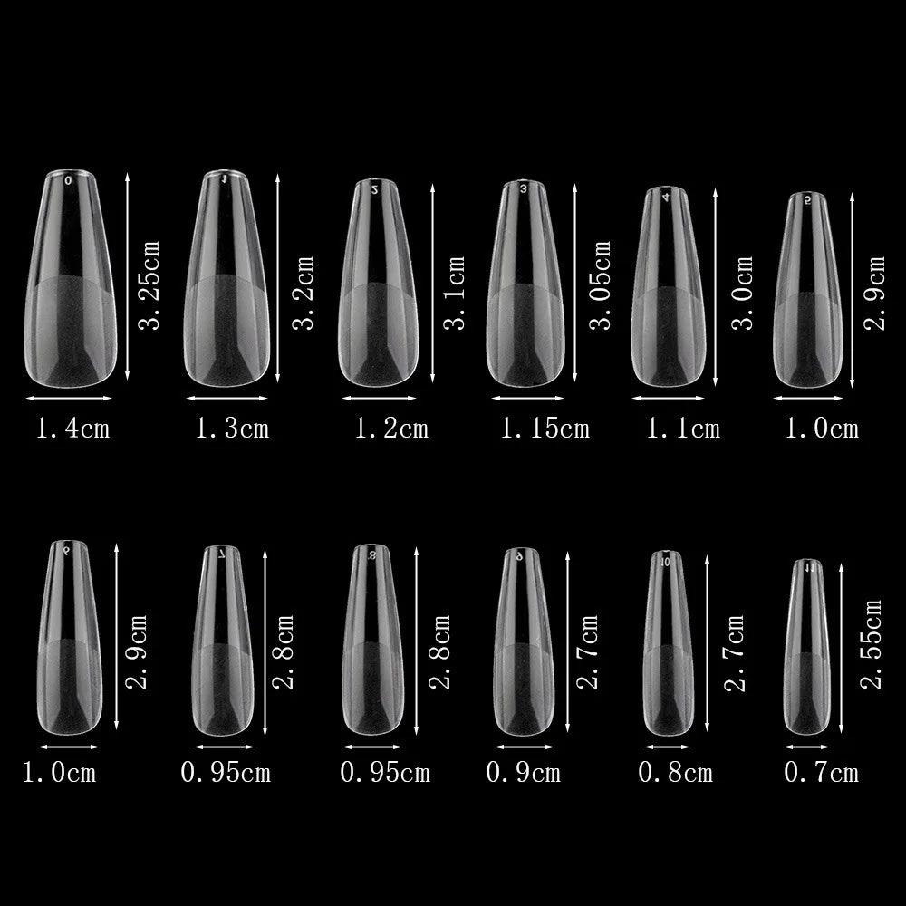 120Pcs Clear No Mark Frosted Stiletto/Almond/Square Fake Nails American Capsule Gel X Coffin Fake Manicure Tip Extension System